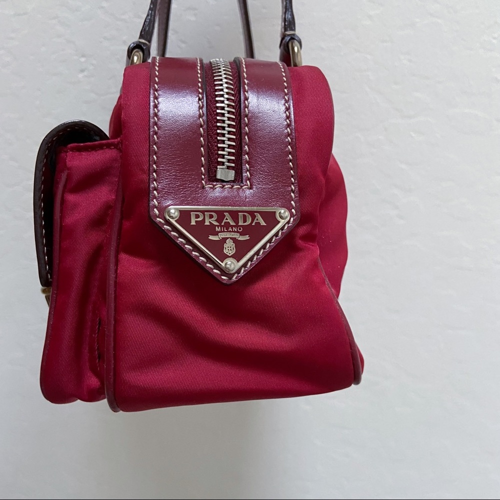 Prada Vintage Red Tessuto Tuc Handbag - Picture 6 of 13